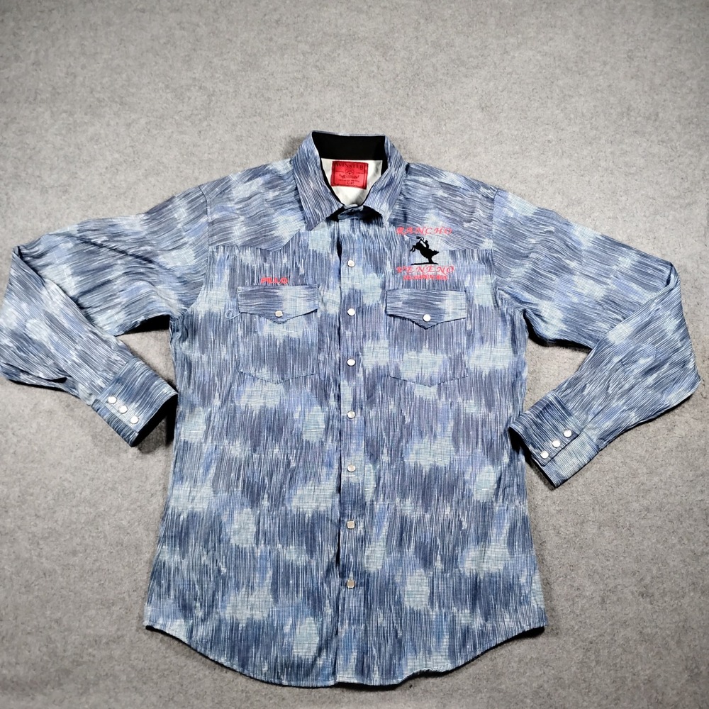 Winster Rancho Veneno Western Snap Shirt Men L G-40 Blue Abstract Graphic Mexico